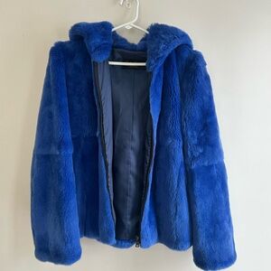 Real Fur Blue Coat - Like New